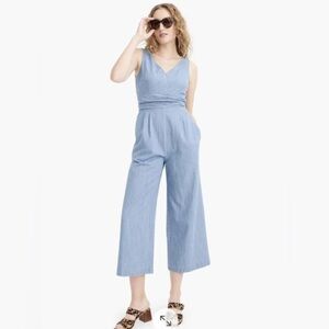 J.Crew Light Blue Wrap-tie Chambray Romper Jumpsuit size 12
